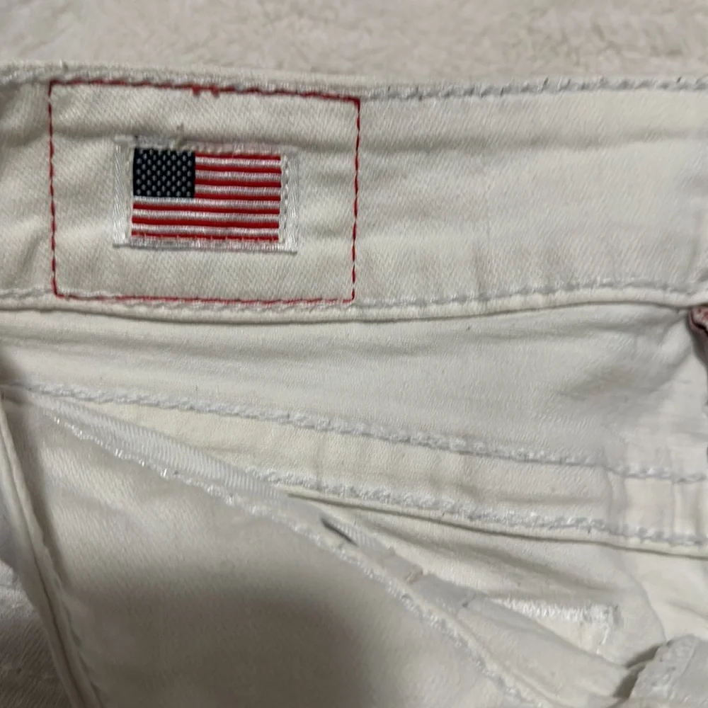 True Religion White Denim Jean Shorts